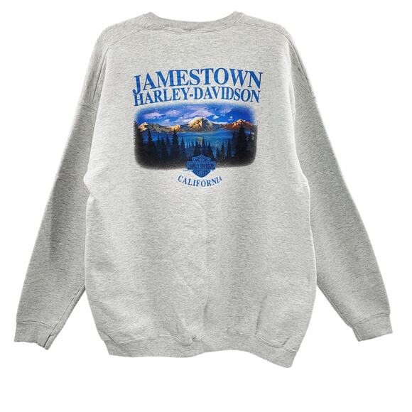 Vintage 2000 Harley-Davidson JAMESTOWN CALIFORNIA Gray Crewneck Sweater Men's XL - Picture 1 of 5